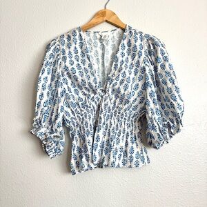 H&M V-neck printed blouse Sz Large